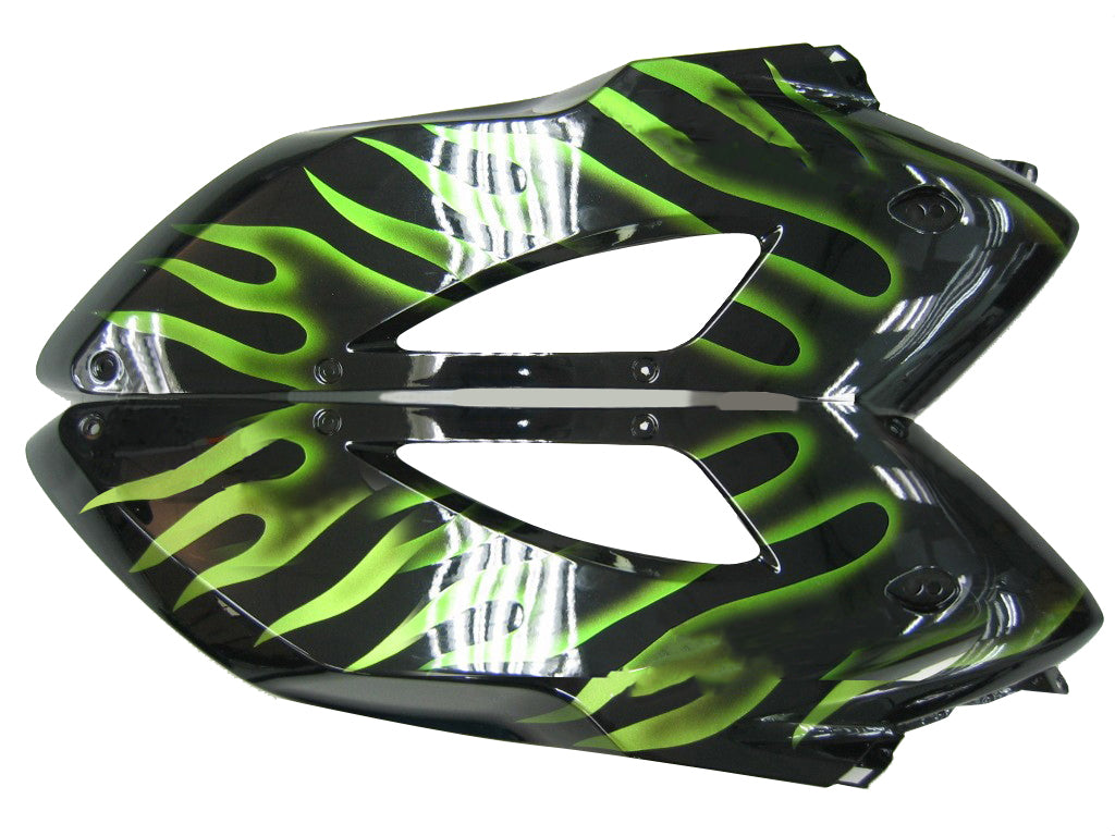 Carénages Amotopart 2004-2005 Honda CBR 1000 RR Black & Green Flame Generic