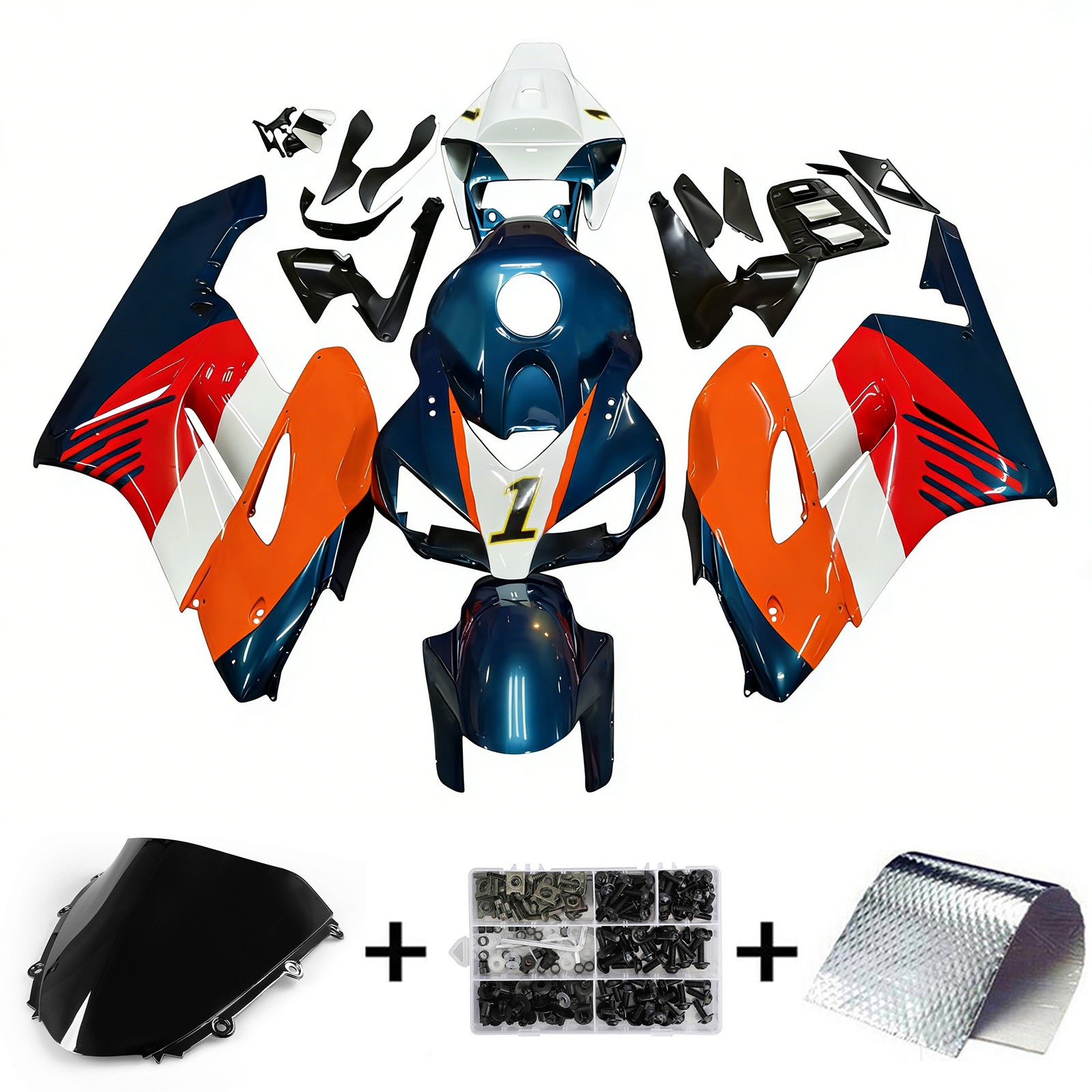 Amotopart Honda CBR1000RR 2004-2005 Kit Carénage Carrosserie Plastique ABS