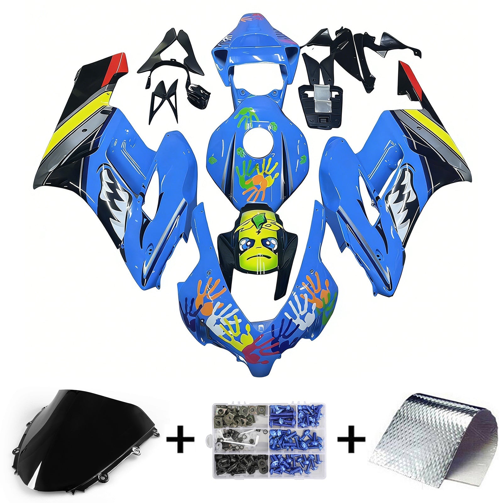 Amotopart Honda CBR1000RR 2004-2005 Kit Carénage Carrosserie Plastique ABS