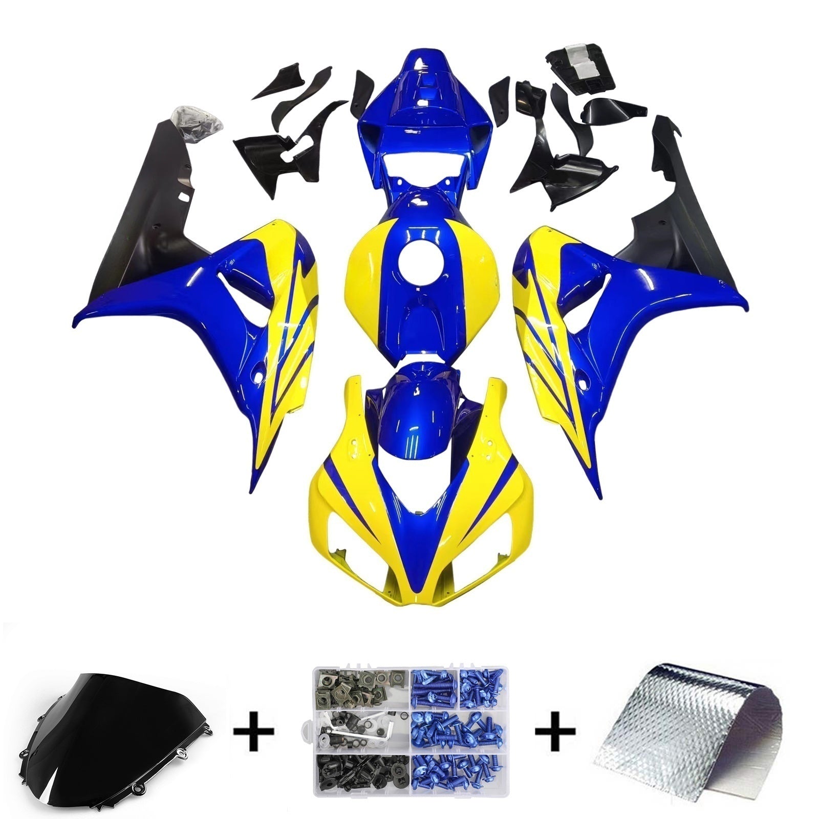 Carénages Amotopart 2006-2007 Honda CBR 1000 RR Bleu Jaune CBR Generic