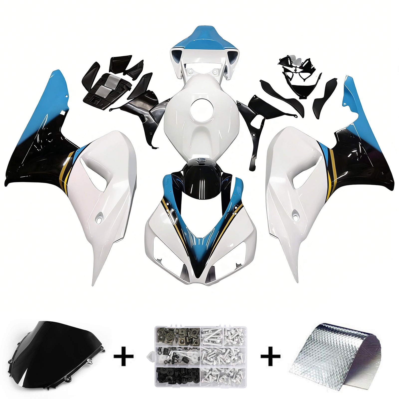 Amotopart stroomlijnkappen 2006-2007 Honda CBR 1000 RR Wit Konica Minolta Generiek