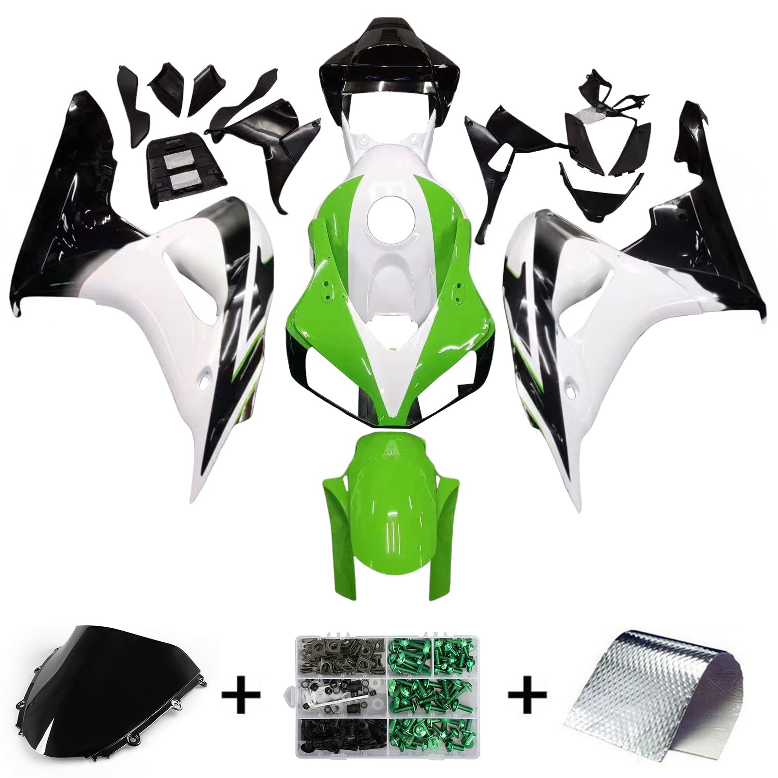 Carénages Amotopart 2006-2007 Honda CBR 1000 RR Blanc Vert Noir CBR Honda Generic