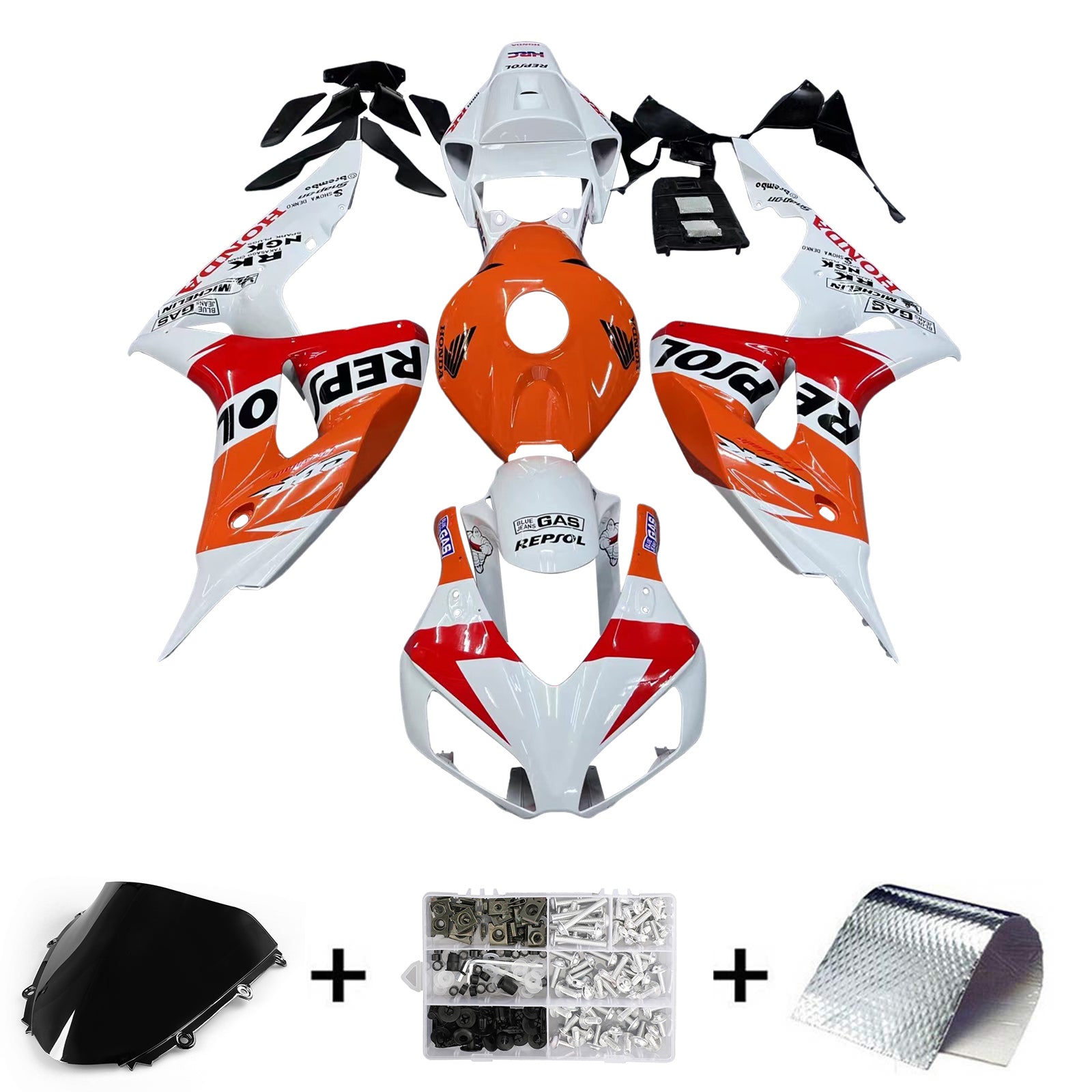 Amotopart stroomlijnkappen 2006-2007 Honda CBR 1000 RR wit oranje Repsol generiek
