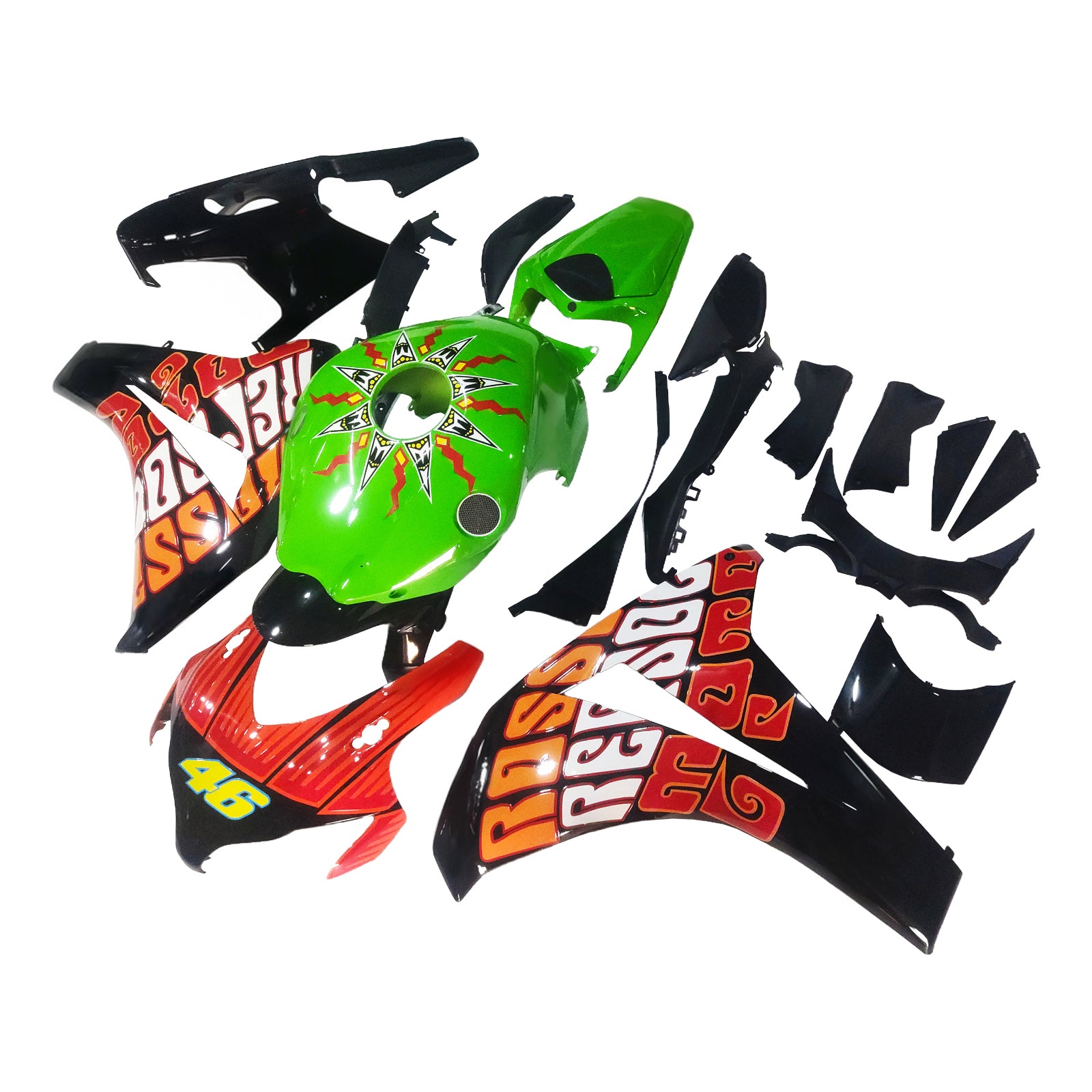 Carene Amotopart 2008-2011 Honda CBR 1000 RR Nero Verde Valentino Rossi Generico