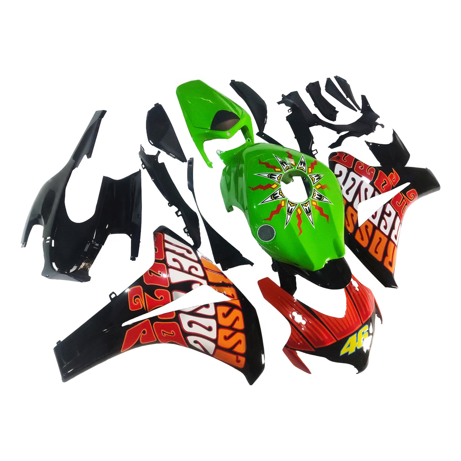 Carene Amotopart 2008-2011 Honda CBR 1000 RR Nero Verde Valentino Rossi Generico