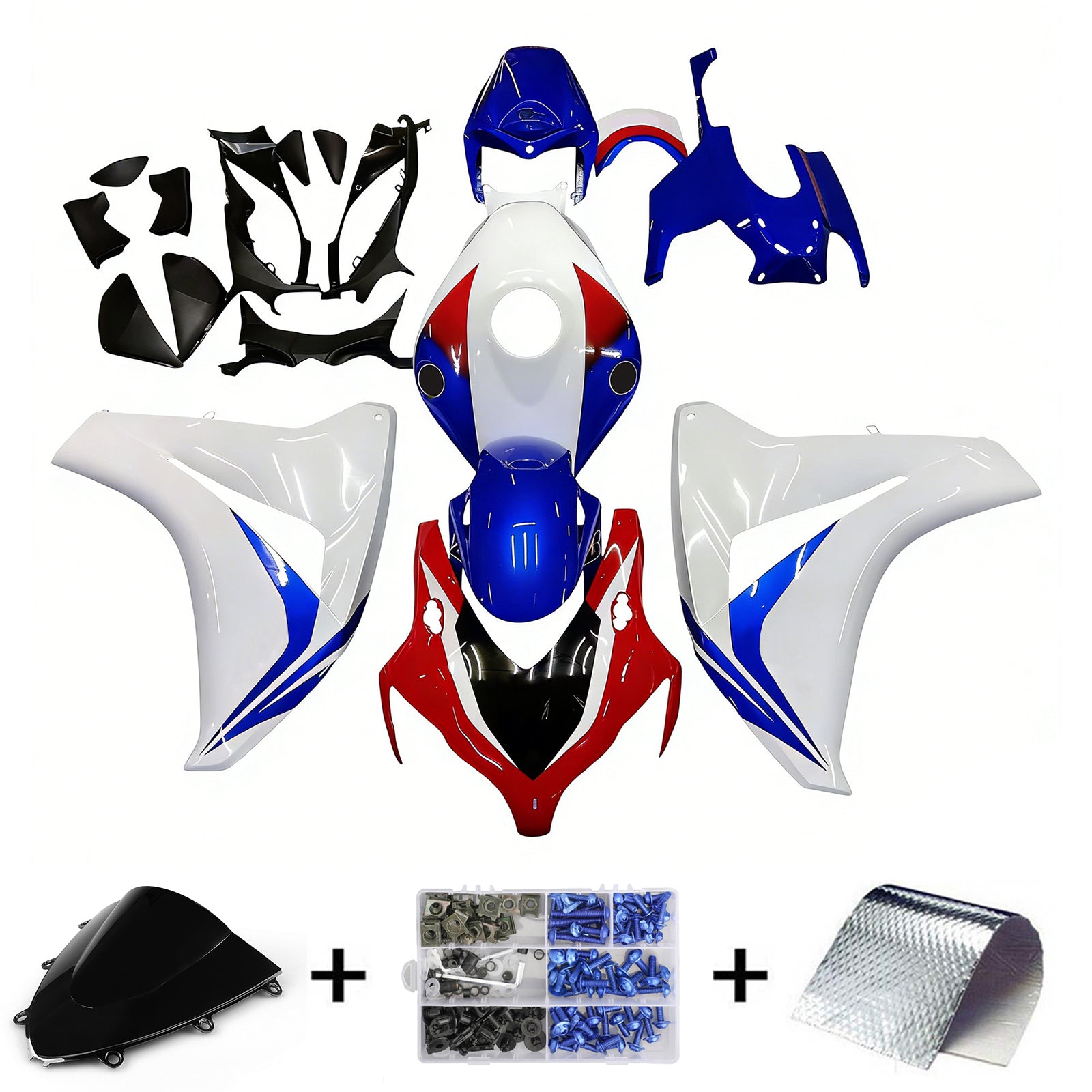 Amotopart stroomlijnkappen 2008-2011 Honda CBR 1000 RR Rood Wit Blauw HRC Generiek