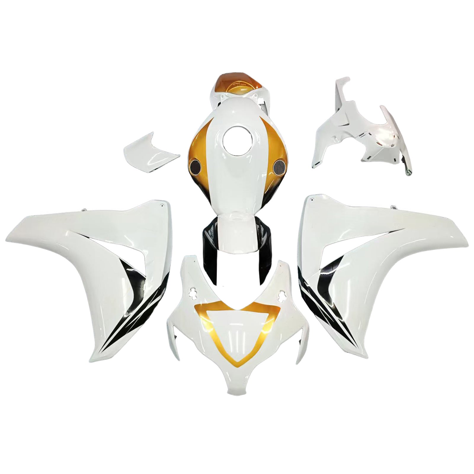 Carénages Amotopart 2008-2011 Honda CBR 1000 RR Blanc & Or Sport-Evo Generic