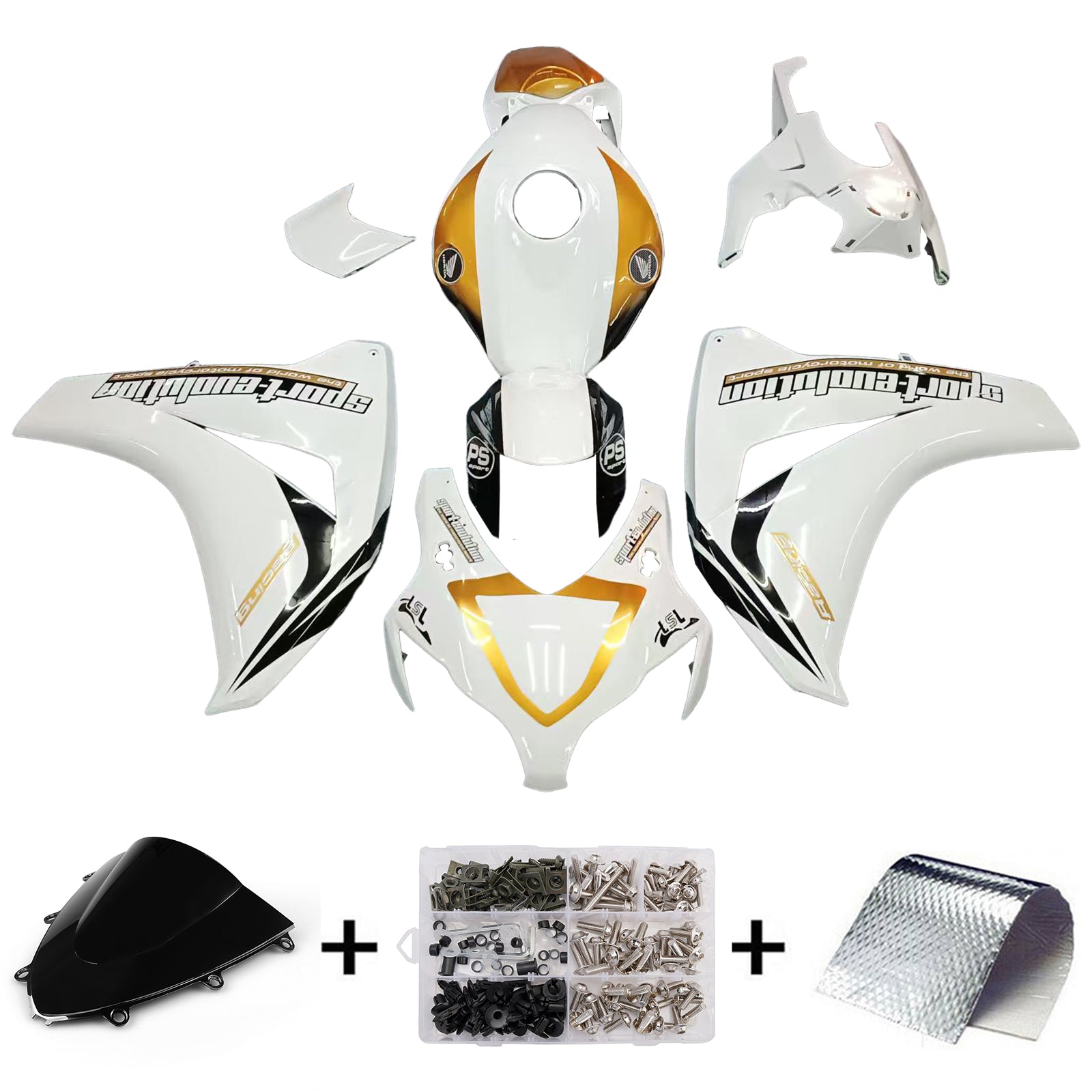 Amotopart Carena 2008-2011 Honda CBR 1000 RR Bianco e Oro Sport-Evo Generico