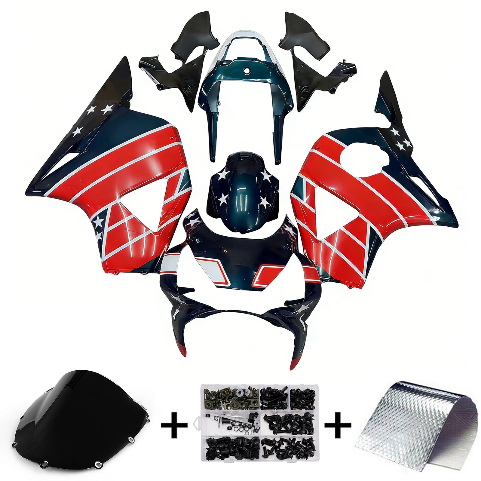 Amotopart stroomlijnkappen 2002-2003 Honda CBR 954 RR Veelkleurig Castrol Honda Generiek