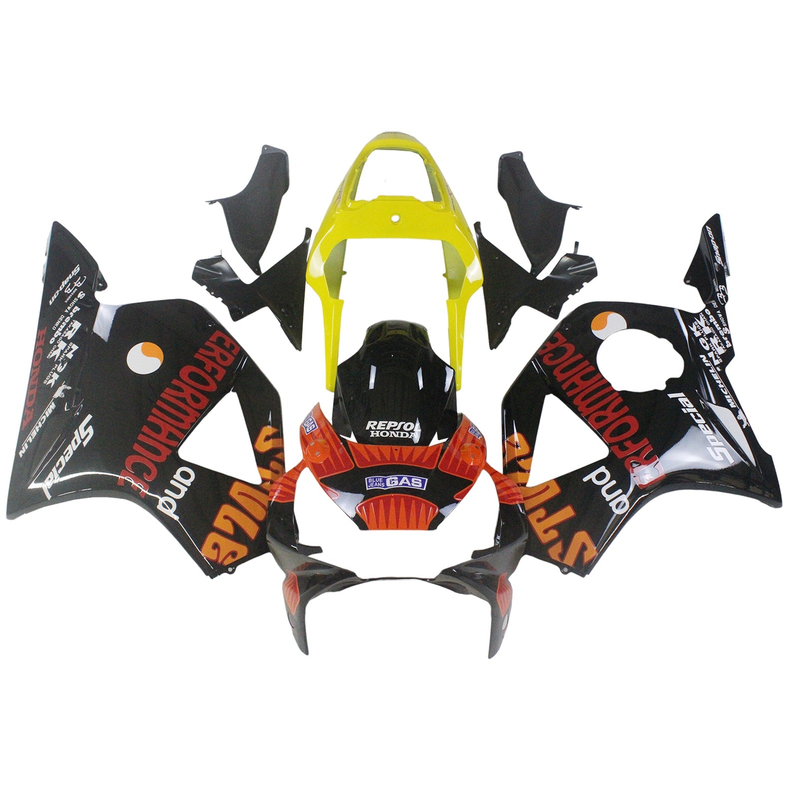 Ranges Amotopart 2002-2003 Honda CBR 954 RR Noir Yellow Repsol Moto Generic