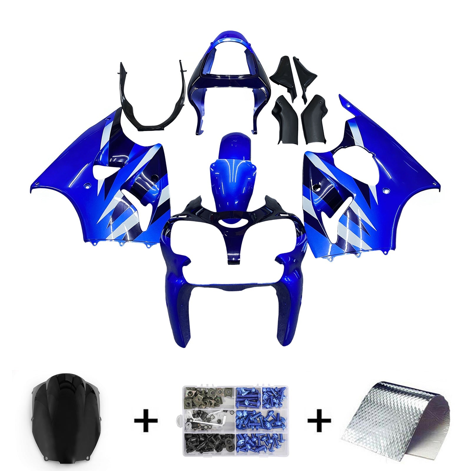 Amotopart Kawasaki ZX6R 636 2000-2002 ZZR600 2005-2008 Kit de carénage carrosserie