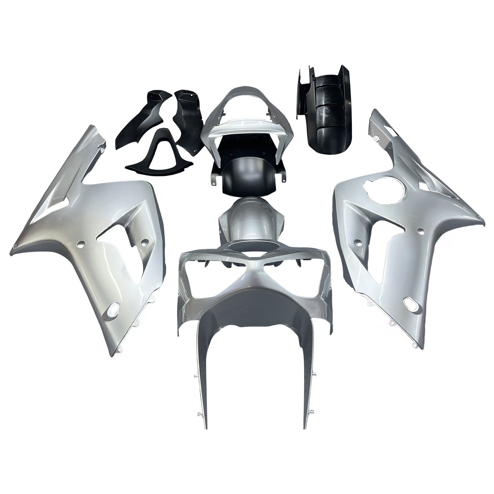 Carénages Amotopart 2003-2004 Kawasaki ZX6R 636 Silver Ninja Generic