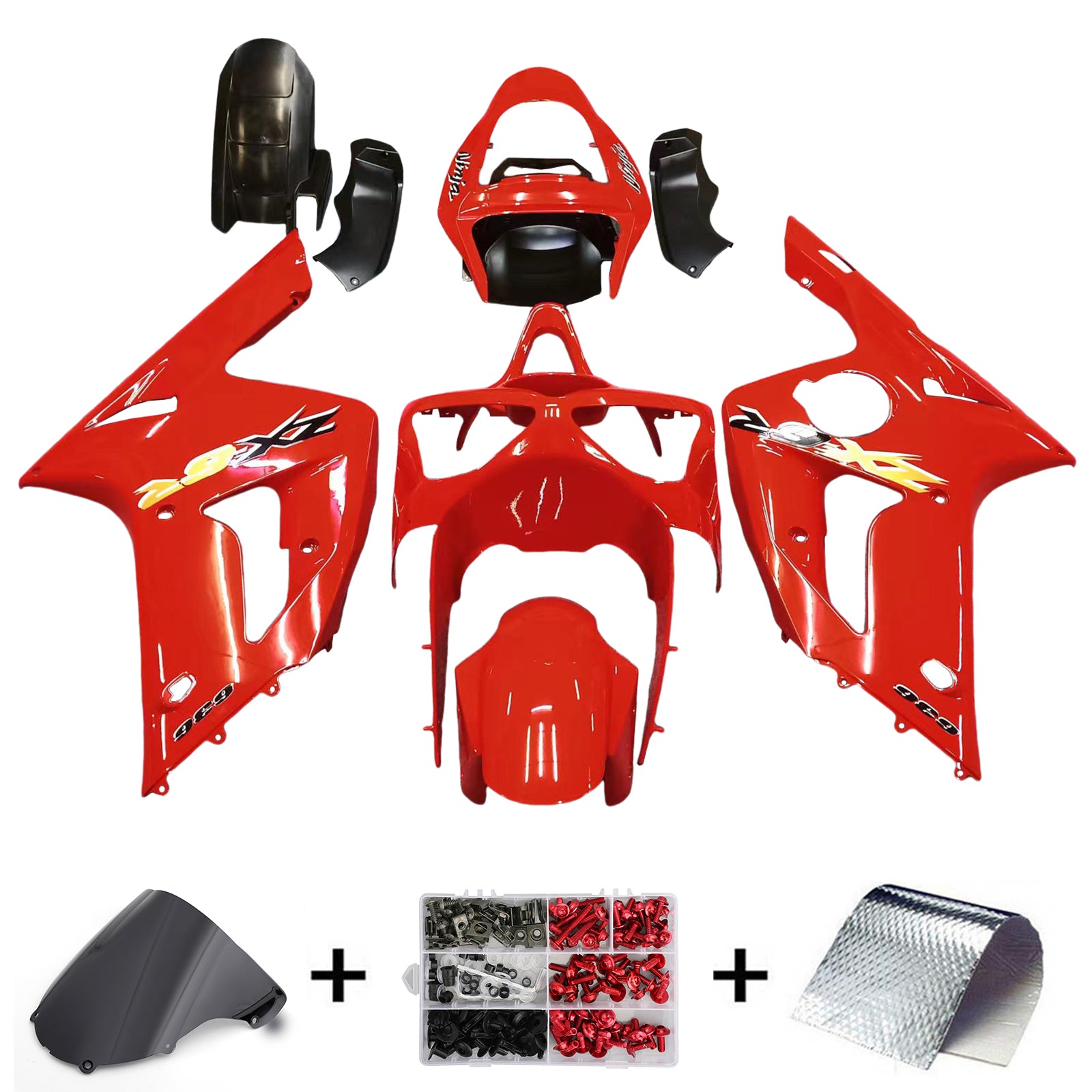 Amotopart Fairings 2003-2004 Kawasaki ZX6R 636 Red Ninja Generic
