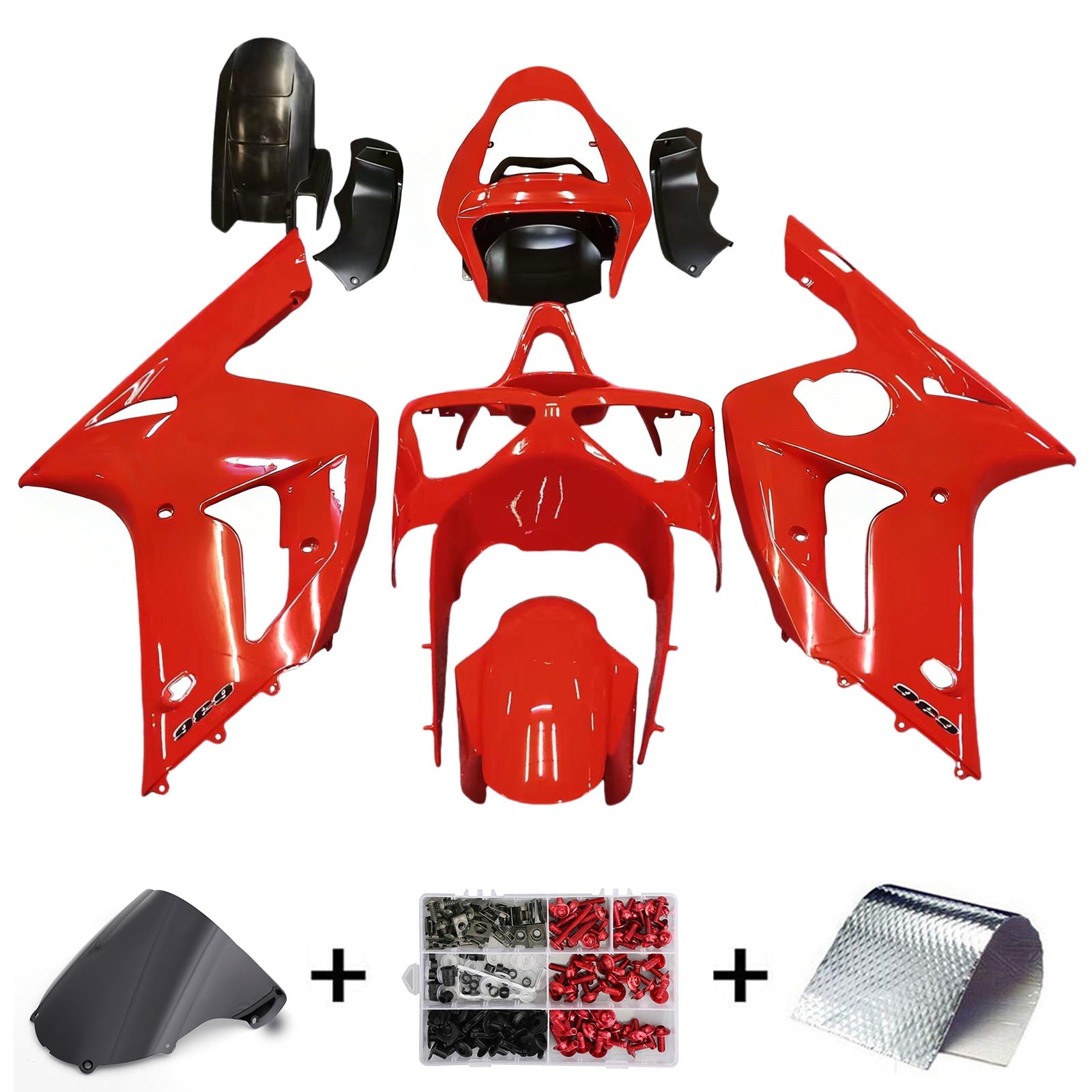 Amotopart stroomlijnkappen 2003-2004 Kawasaki ZX6R 636 Rode Ninja Generiek