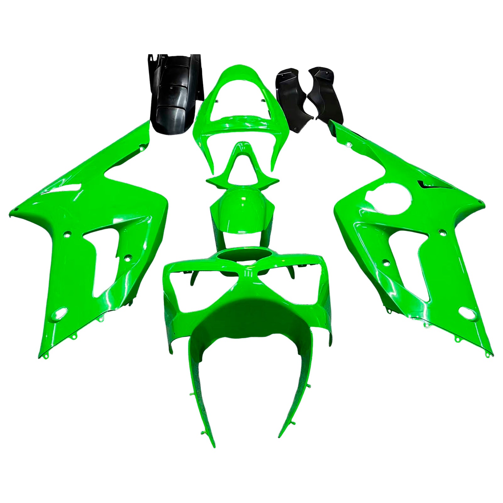 Amotopart Carénages 2003-2004 Kawasaki ZX6R 636 Zelena generična ninja