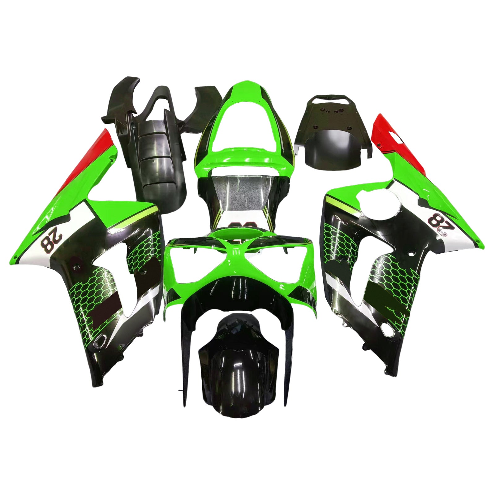 Amotopart Kawasaki ZX6R 636 2003-2004 Kit Carroserie Plastic Abs