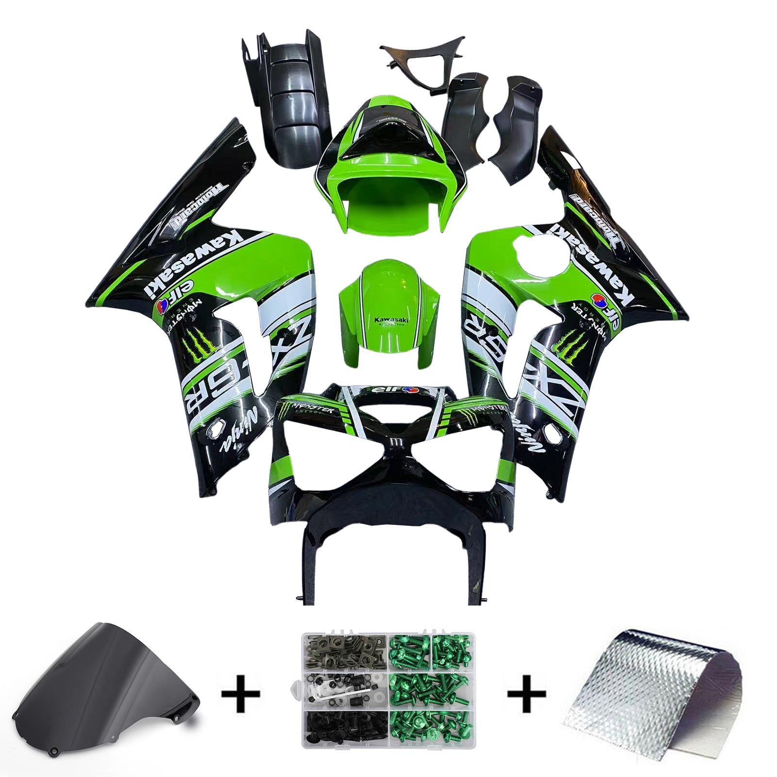 Amotopart Kawasaki ZX6R 636 2003-2004 ABS kunststof carrosseriekuipset