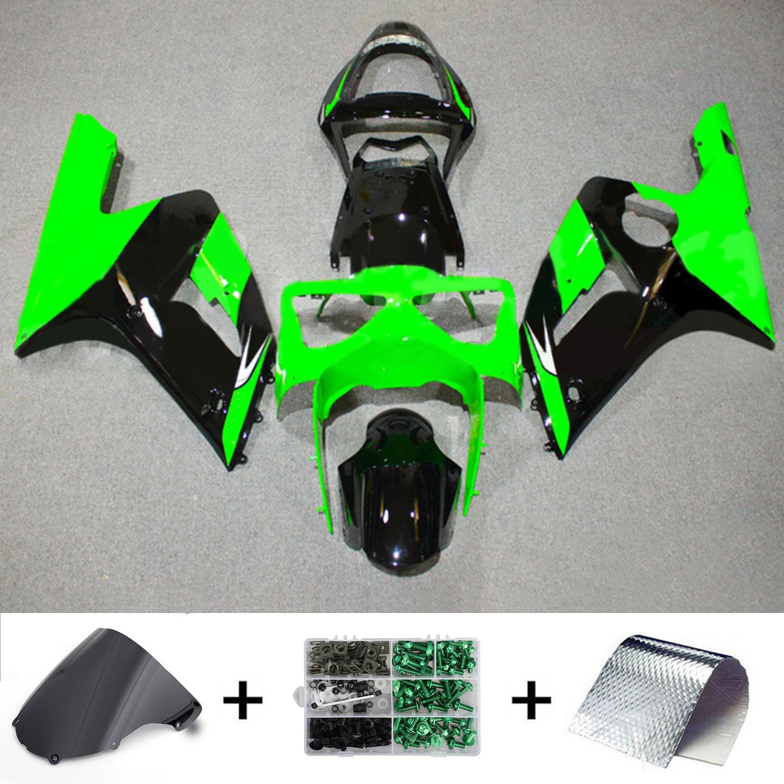Amotopart Kawasaki ZX6R 636 2003-2004 Kit de carenado de carrocería de plástico ABS