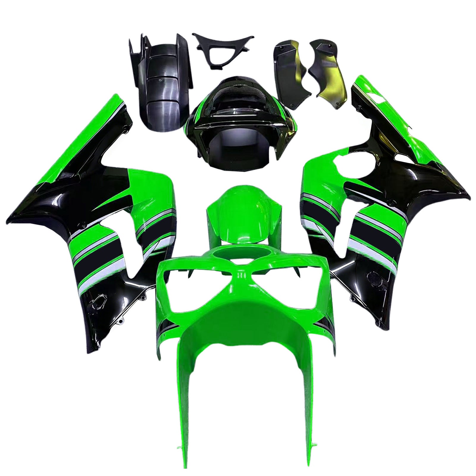 Amotopart Kawasaki ZX6R 636 2003-2004 Kit Carénage Carrosserie Plastique ABS