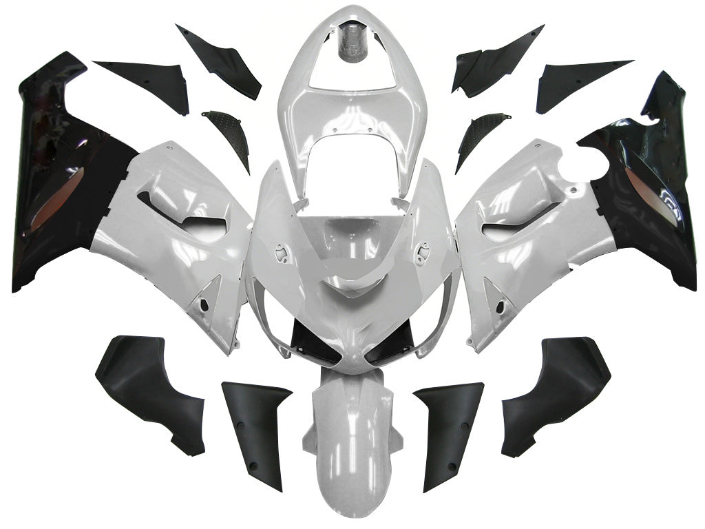 Carénages Amotopart 2005-2006 Kawasaki ZX6R 636 Argent Noir Ninja Generic