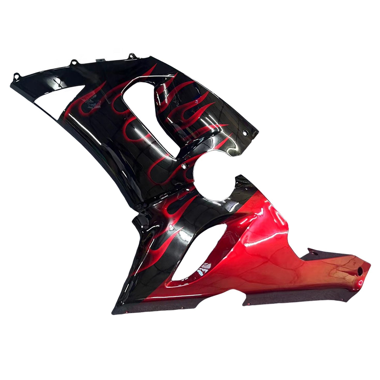Carénages Amotopart 2005-2006 Kawasaki ZX6R 636 Black & Red Flame Ninja Generic