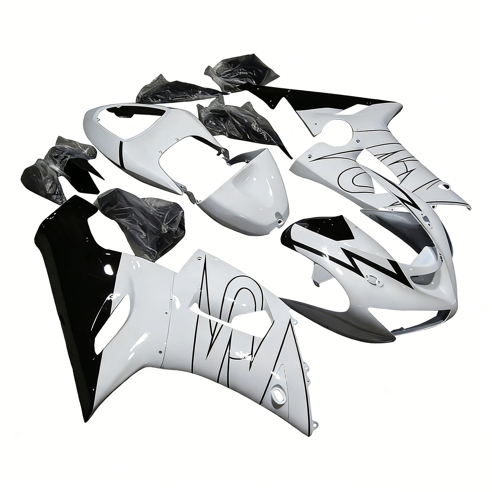 Carénages Amotopart 2005-2006 Kawasaki ZX6R 636 Blanc Noir Corona Generic