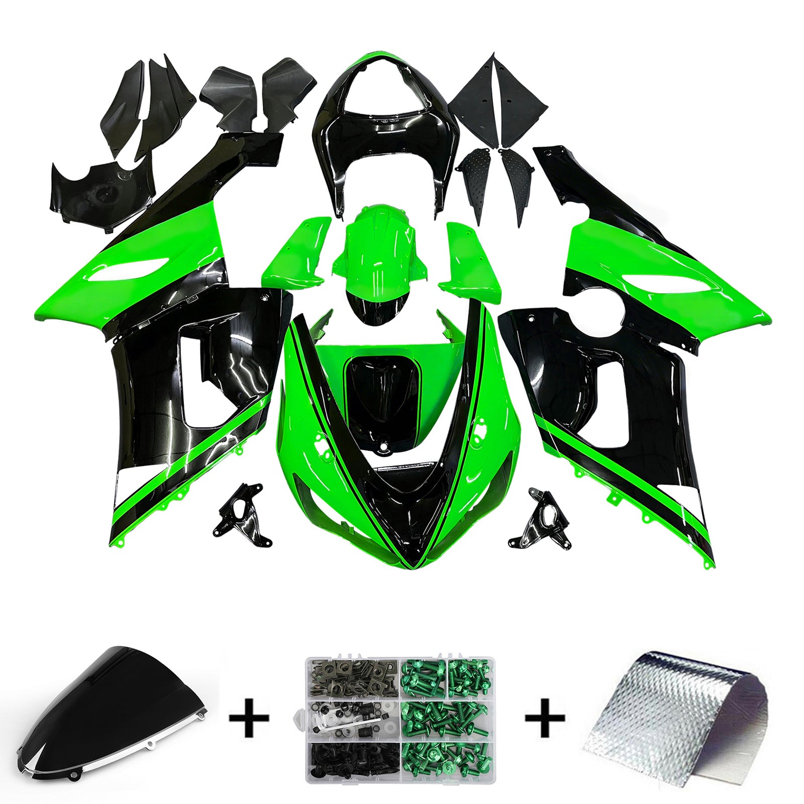 Huoneet Amotopart 2005-2006 Kawasaki ZX6R 636 Musta vihreä Kawasaki Generic