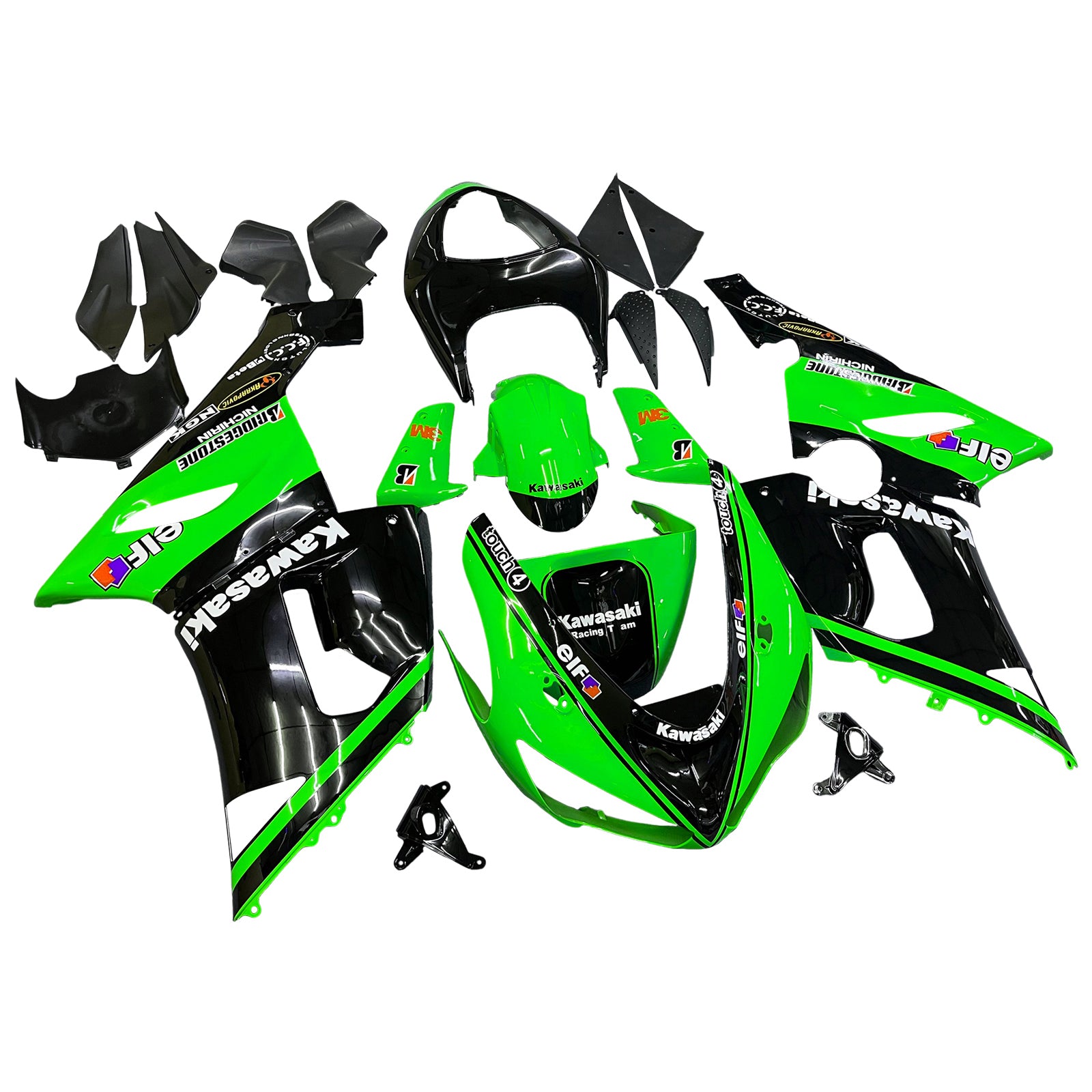 Huoneet Amotopart 2005-2006 Kawasaki ZX6R 636 Musta vihreä Kawasaki Generic