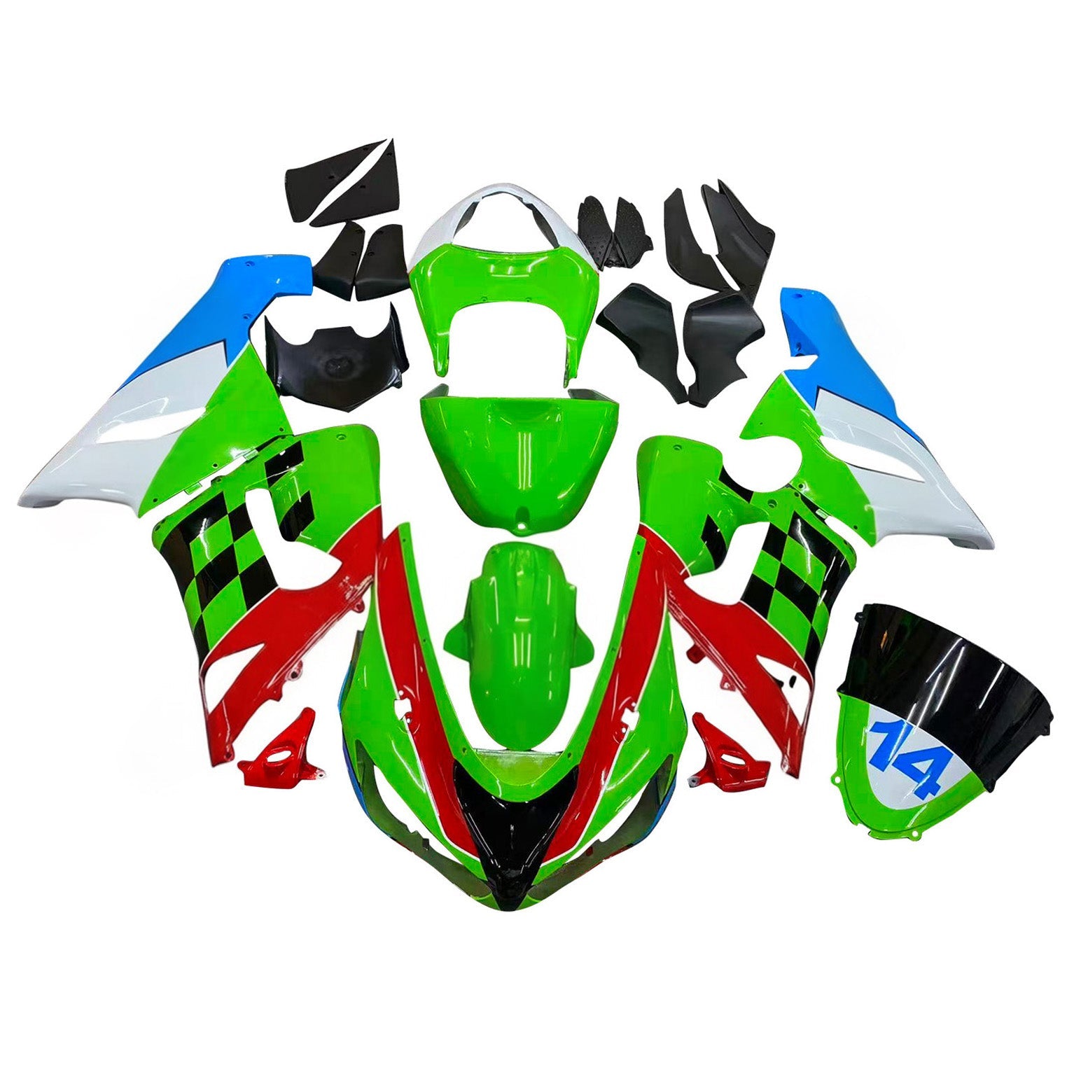 Amotopart Kawasaki ZX6R 636 2005-2006 Kit carena carrozzeria in plastica ABS