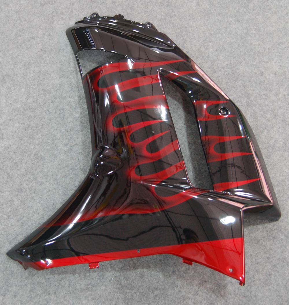 Carénages Amotopart 2007-2008 Kawasaki ZX6R ZX636 Black & Red Flame Ninja Generic