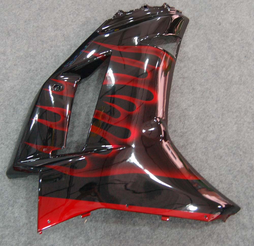 Carénages Amotopart 2007-2008 Kawasaki ZX6R ZX636 Black & Red Flame Ninja Generic