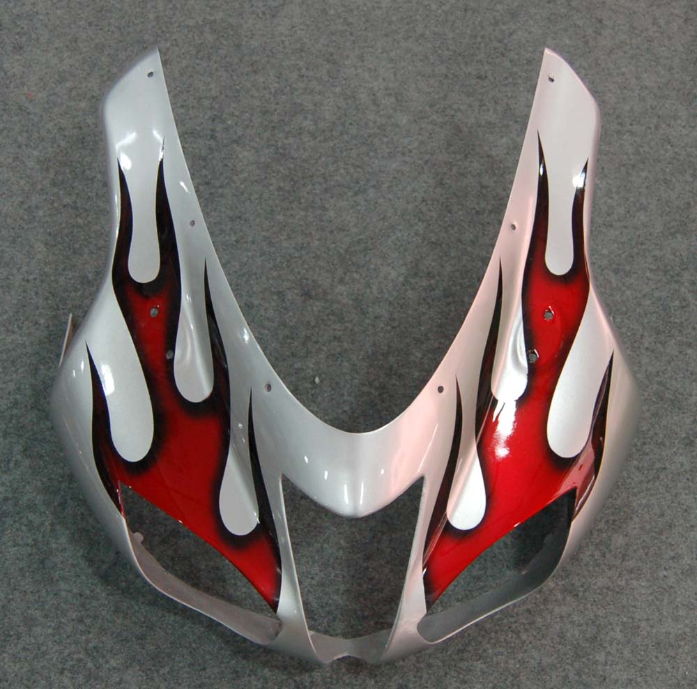 Carénages Amotopart 2007-2008 Kawasaki ZX6R ZX636 Silver & Red Flame ZX6R Generic