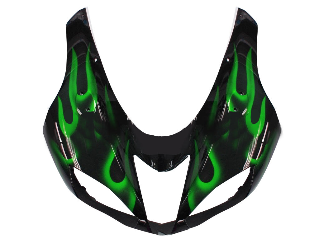 Carénages Amotopart 2007-2008 Kawasaki ZX6R ZX636 Black & Green Flame Ninja Generic