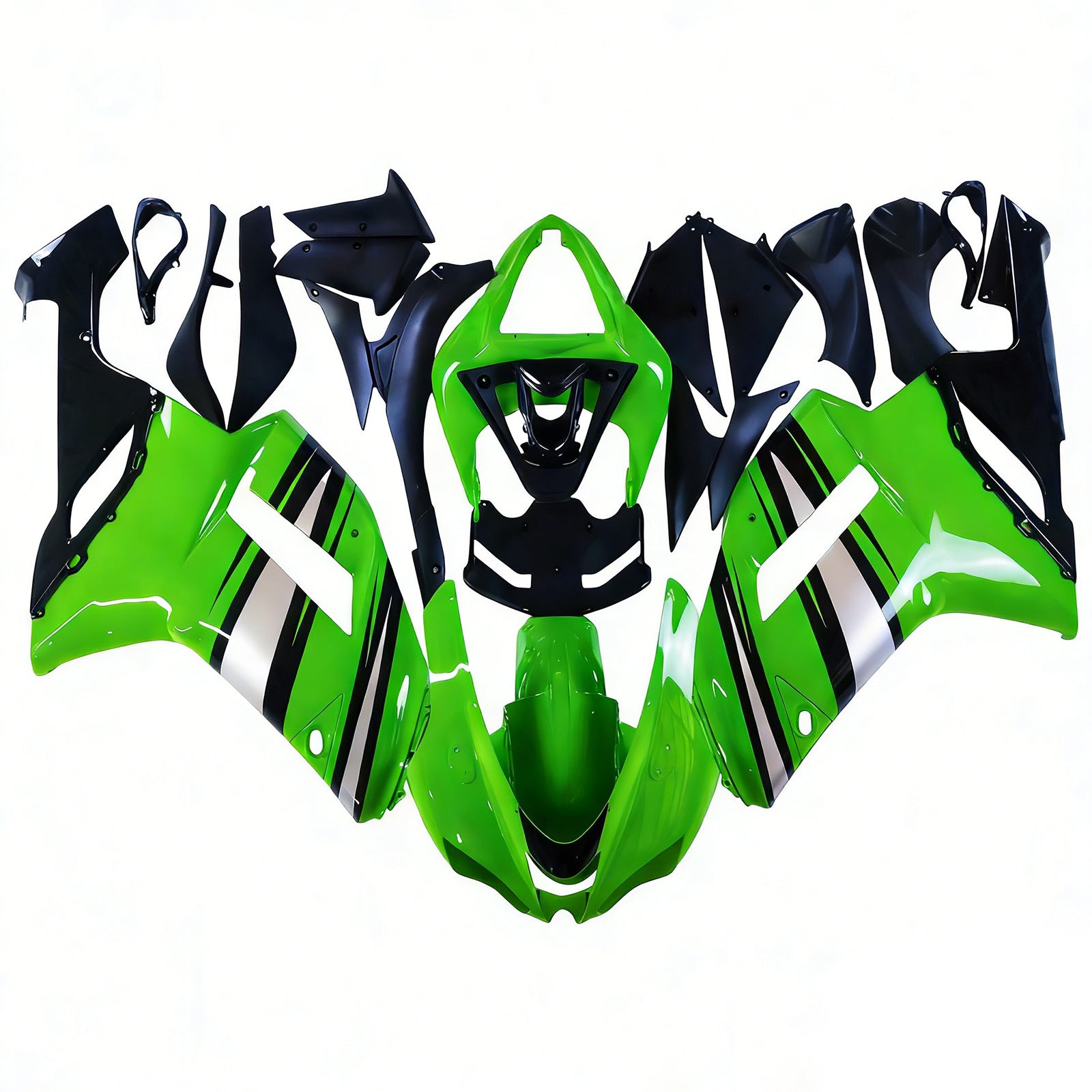 Carene Amotopart 2007-2008 Kawasaki ZX6R ZX636 Verde Nero Argento Ninja ZX6R Generico