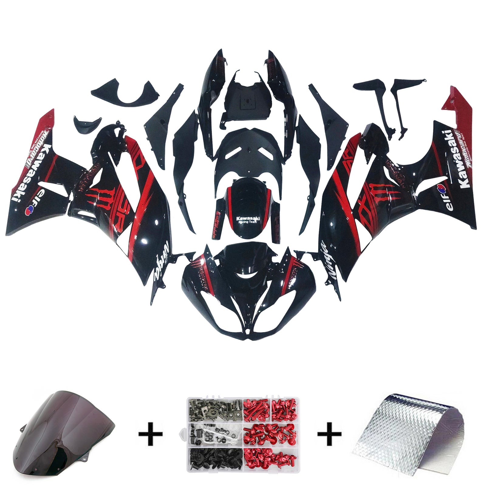 Amotopart Kawasaki ZX6R 636 2009-2012 Kit Carroserie Plastic ABS