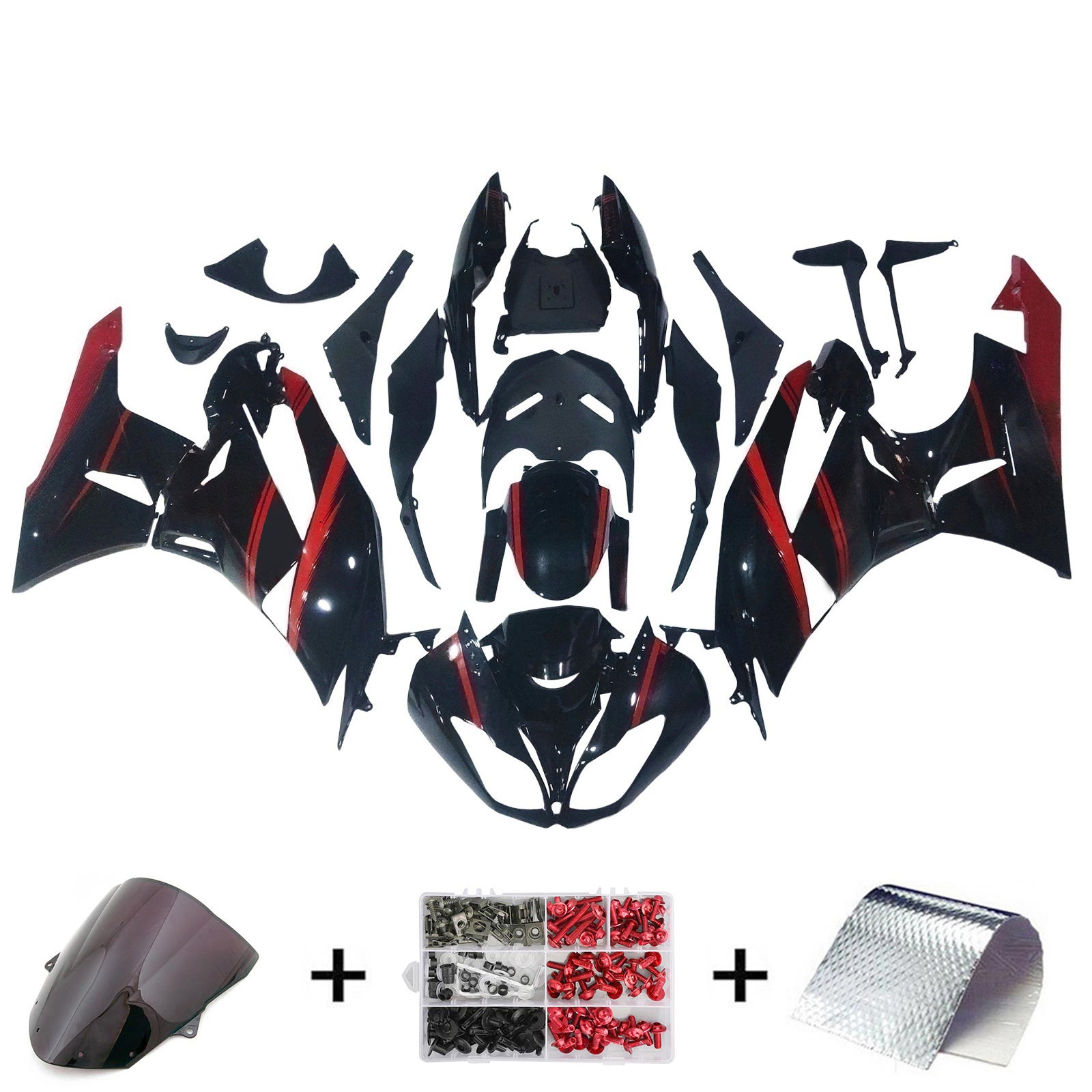 Amotopart Kawasaki ZX6R 636 2009-2012 Kit Carénage Carrosserie Plastique ABS