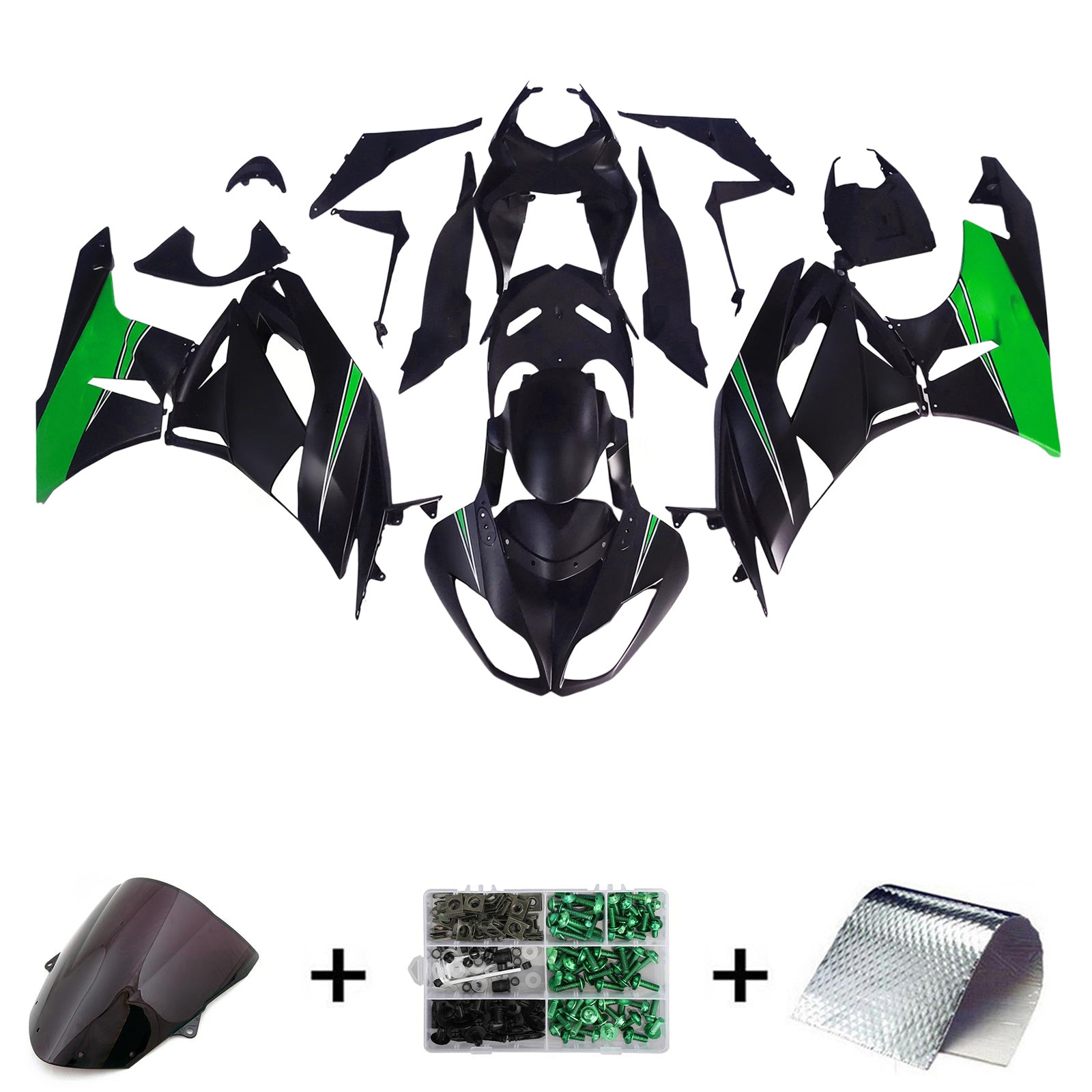 Amotopart Kawasaki ZX6R 636 2009-2012 Kit Carénage Carrosserie Plastique ABS