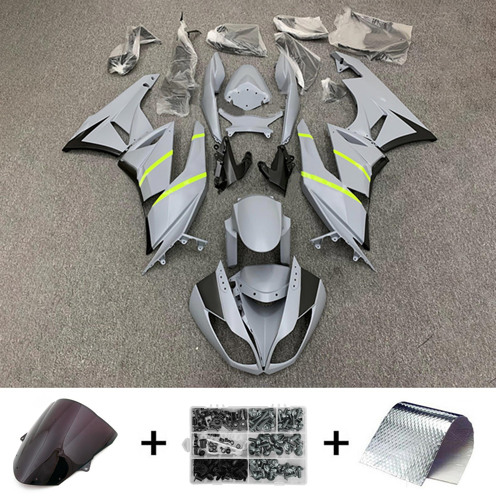 Amotopart Kawasaki ZX6R 636 2009-2012 Kit Carénage Carrosserie Plastique ABS