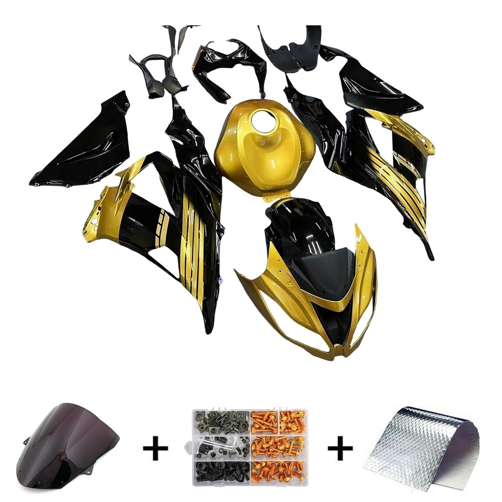 Amotopart Kawasaki ZX6R 636 2013-2018 Kit Carénage Carrosserie Plastique ABS