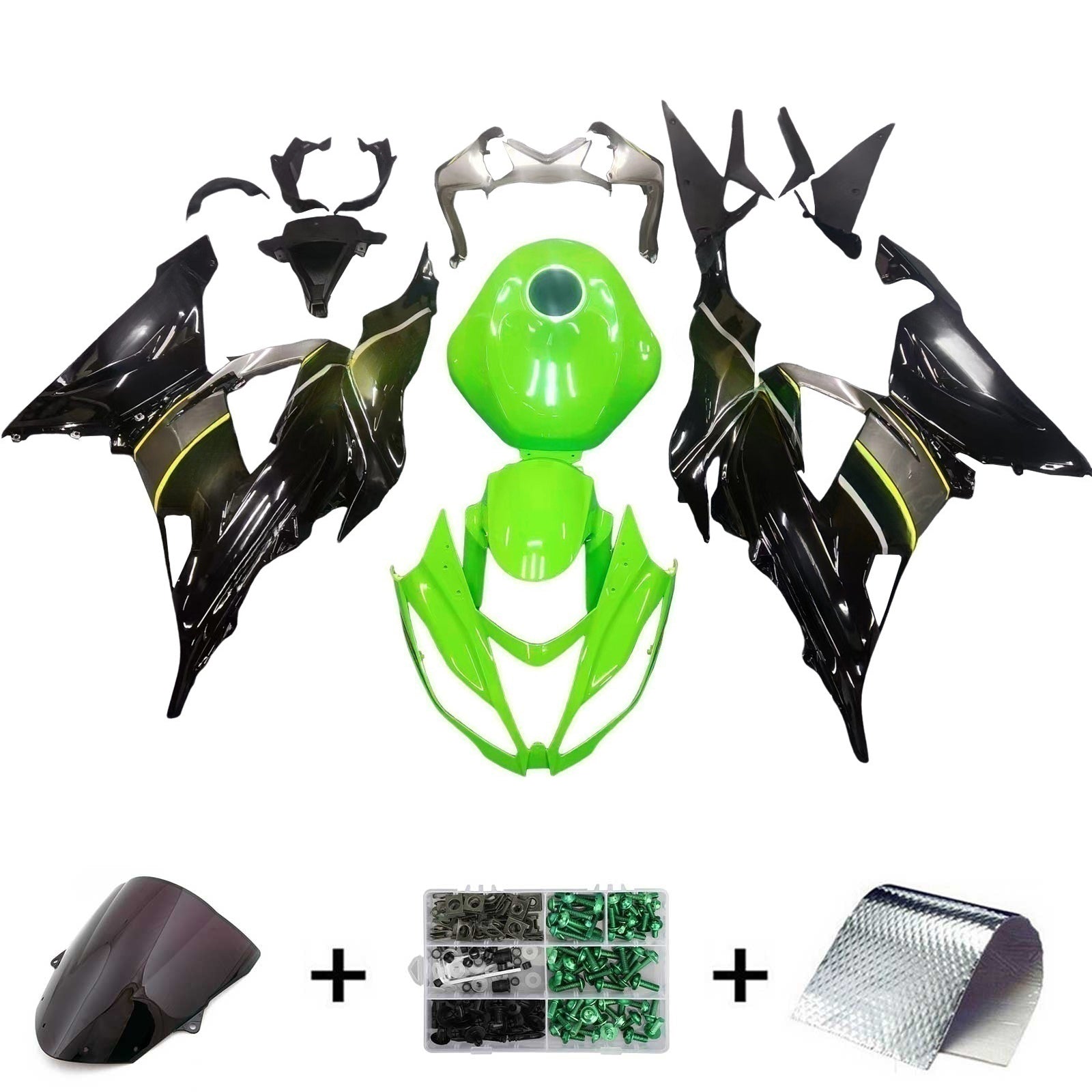 Amotopart Kawasaki ZX6R 636 2013-2018 Kit Carénage Carrosserie Plastique ABS