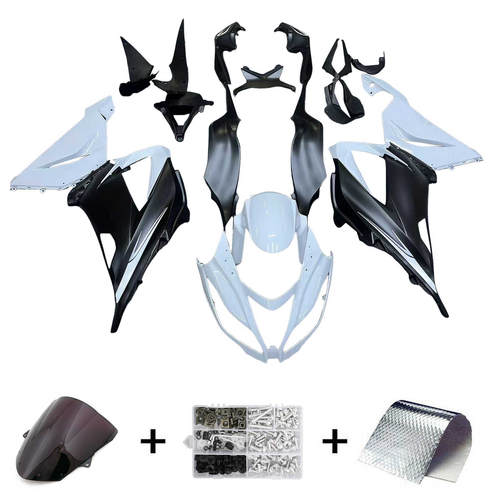 Amotopart Kawasaki ZX6R 636 2013-2018 Kit Carénage Carrosserie Plastique ABS