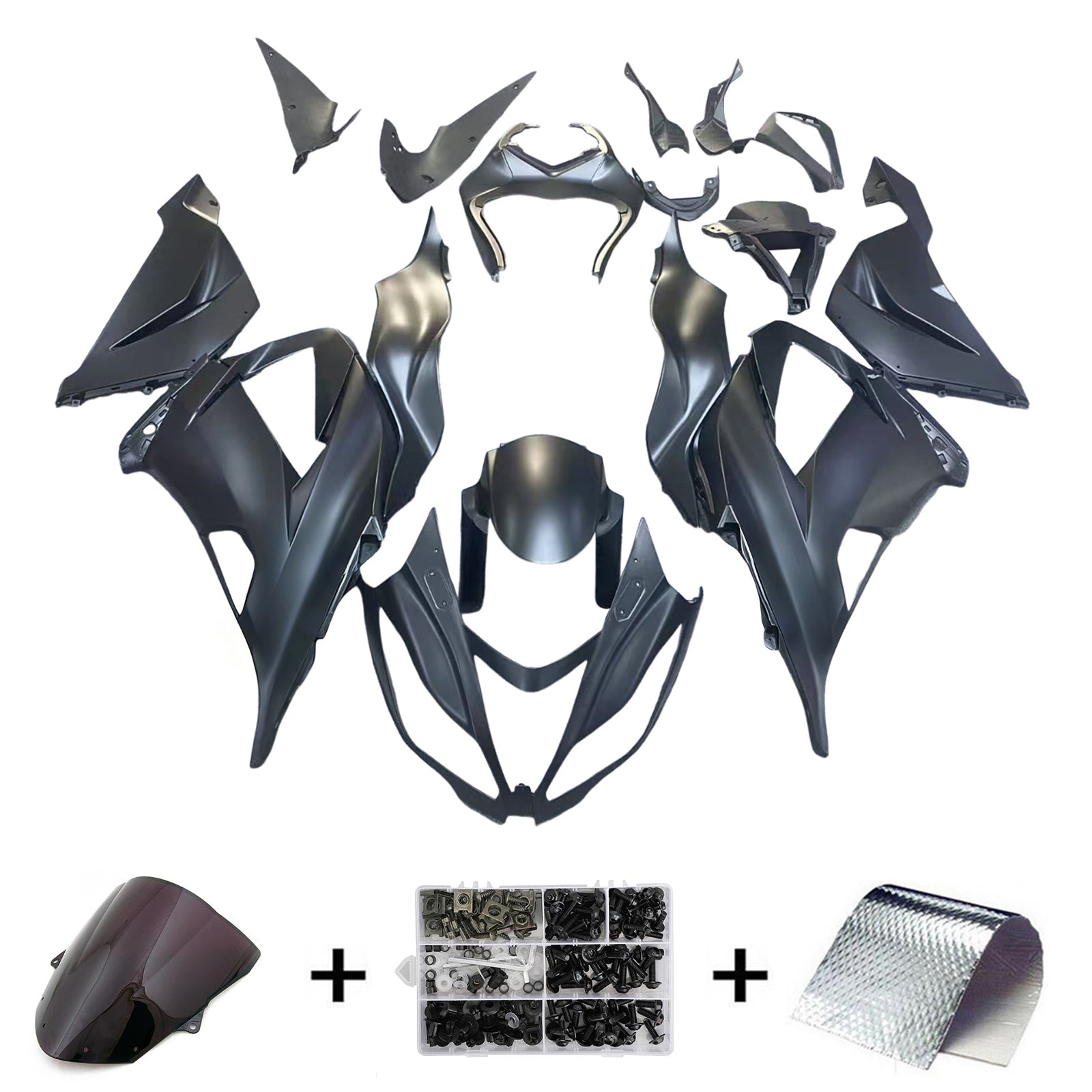 Amotopart Kawasaki ZX6R 636 2013-2018 Kit Carénage Carrosserie Plastique ABS