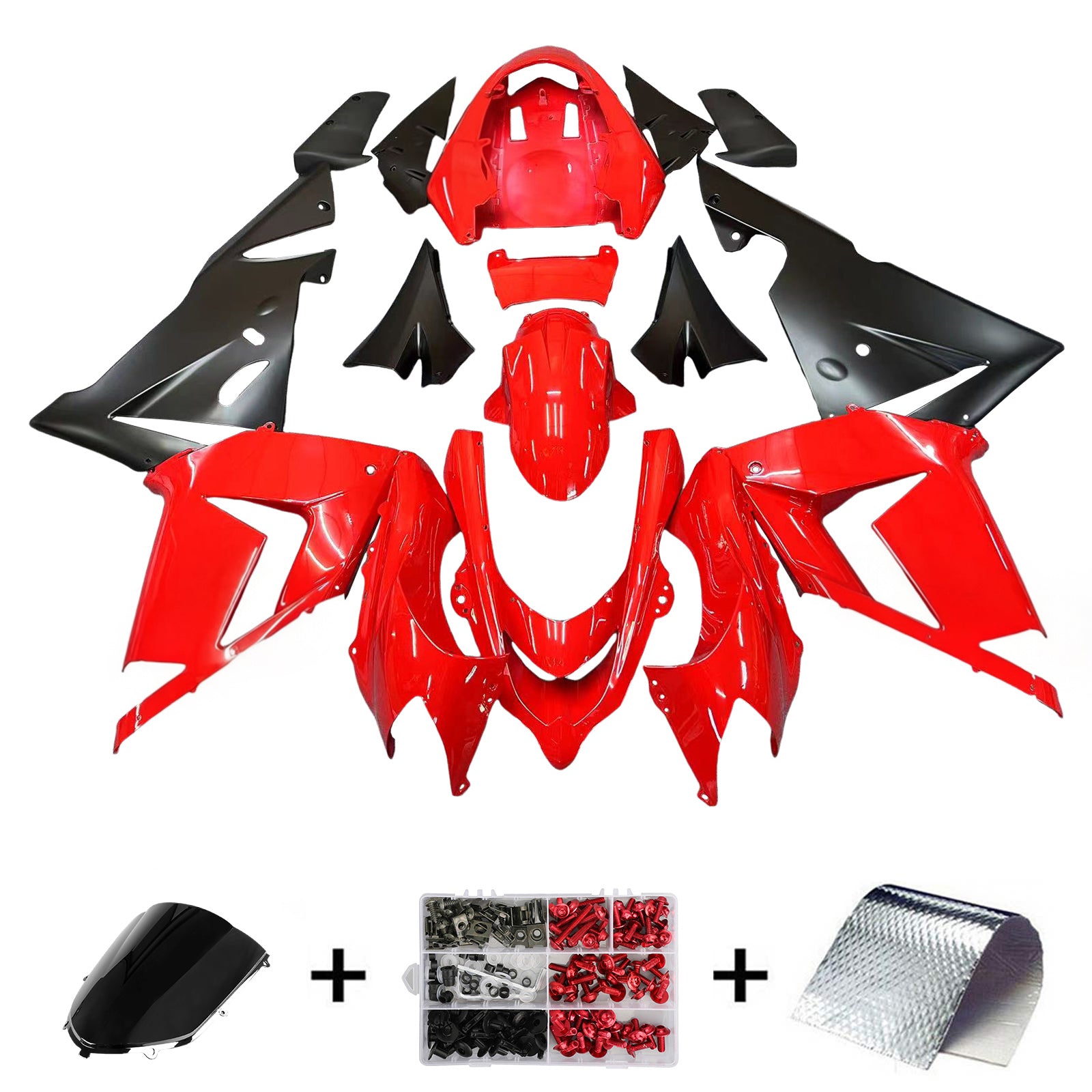 Carénages Amotopart 2004-2005 Kawasaki ZX10R Rouge et Noir Ninja Generic