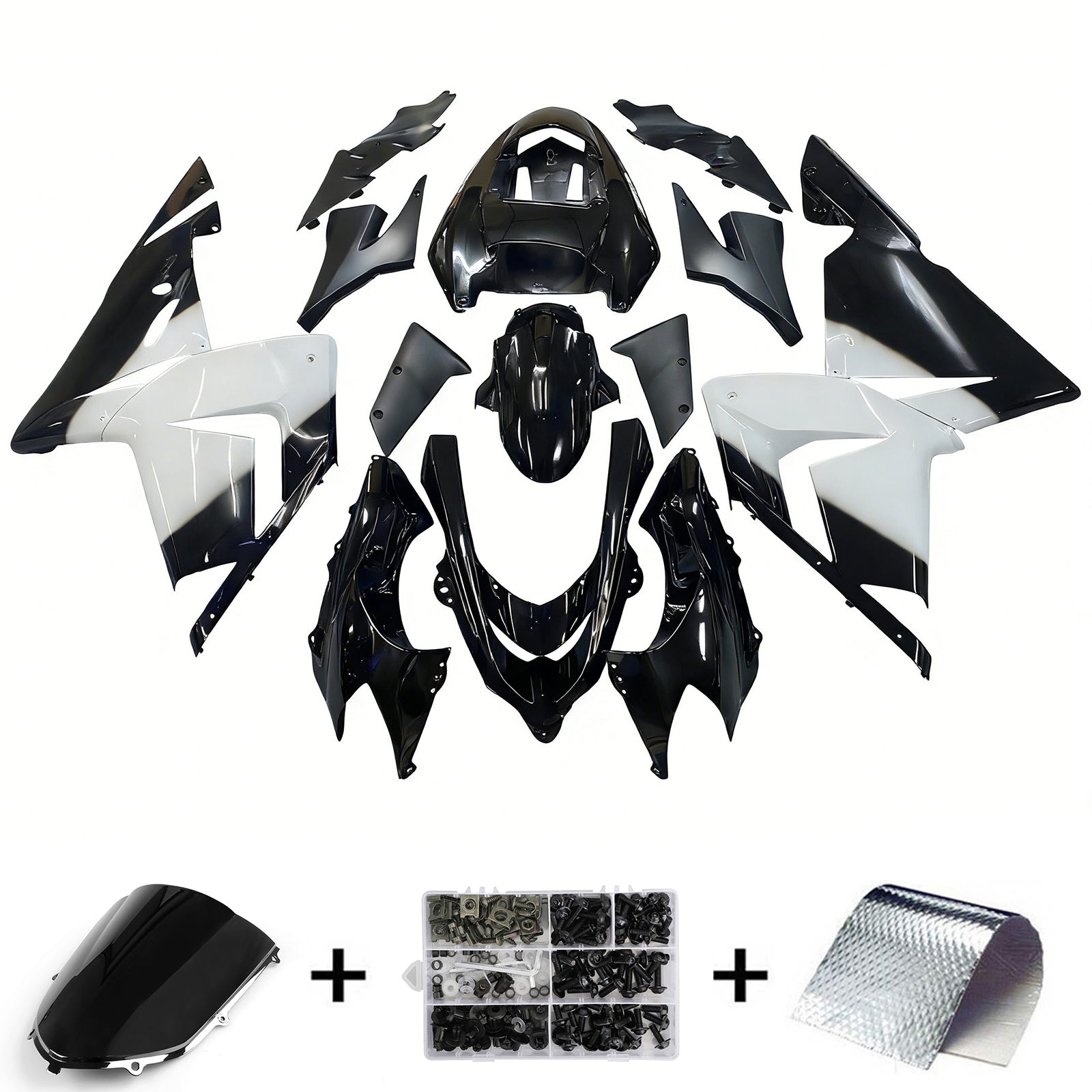 Carénages Amotopart 2004-2005 Kawasaki ZX 10R Noir Blanc West Ninja Generic