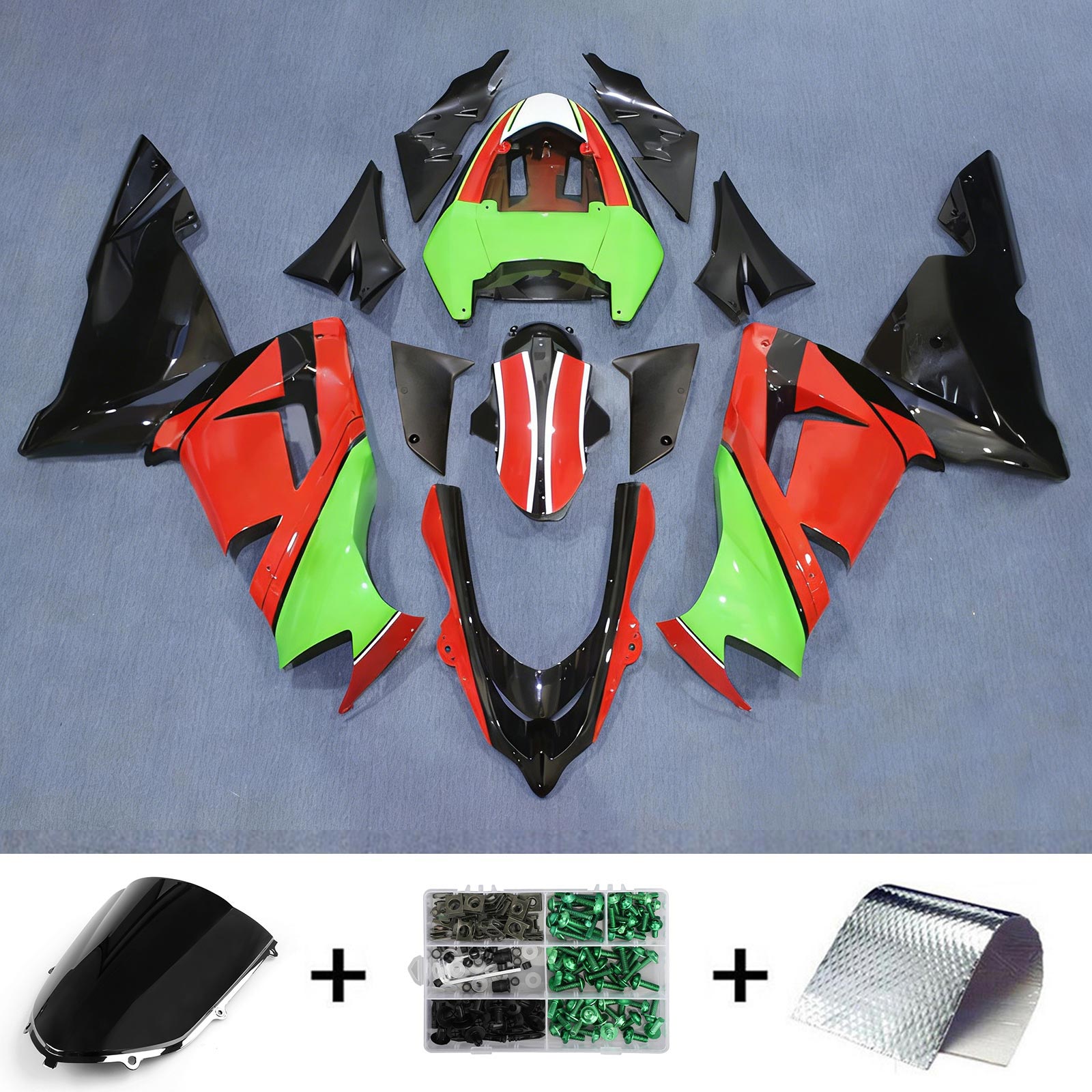 Amotopart Kawasaki ZX10R 2004-2005 Kit Carénage Carrosserie Plastique ABS