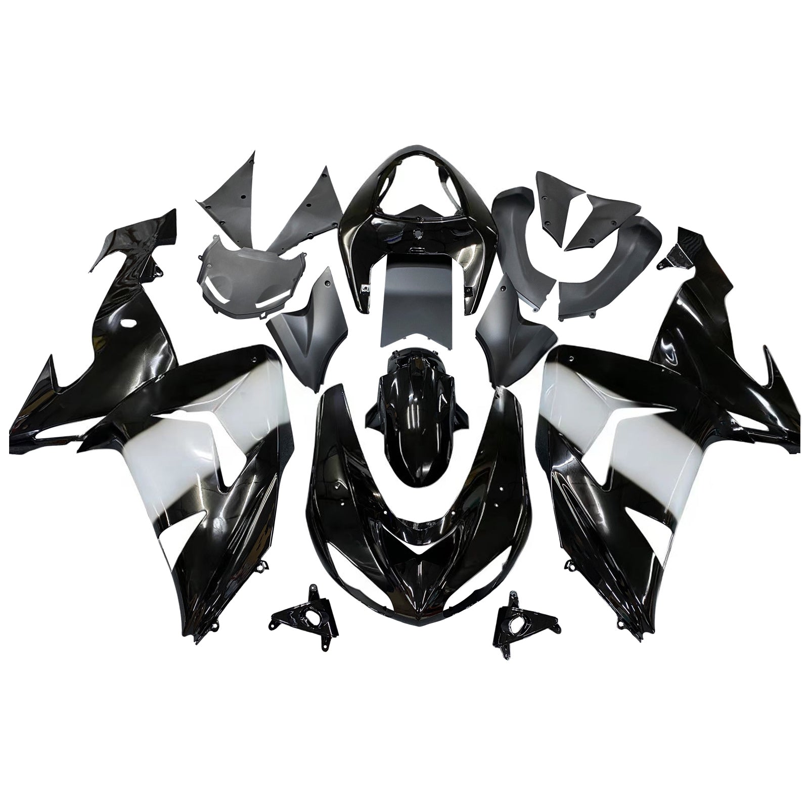Amotopart pour Ninja ZX10R 2006-2007 Black West carrosserie carénage ABS moulé par Injection plastique ensemble 1 # générique