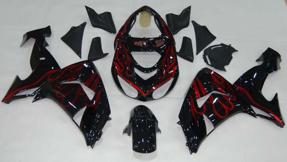 Carénages Amotopart 2006-2007 Kawasaki ZX 10R Black & Red Flame Ninja Generic