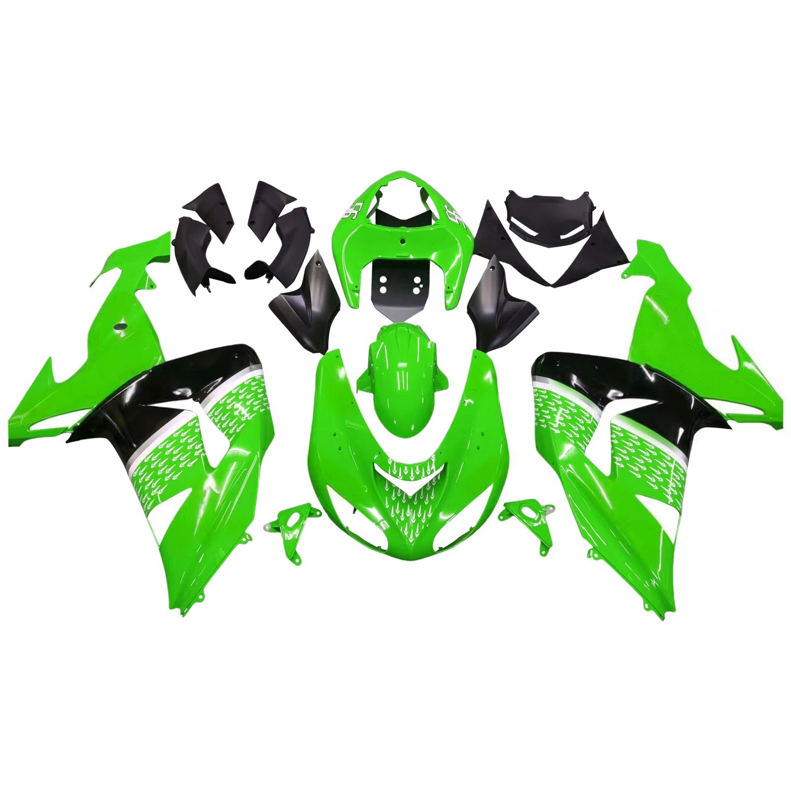 Carenados Amotopart 2006-2007 Kawasaki ZX 10R Verde Negro No.56 Nakano Genérico