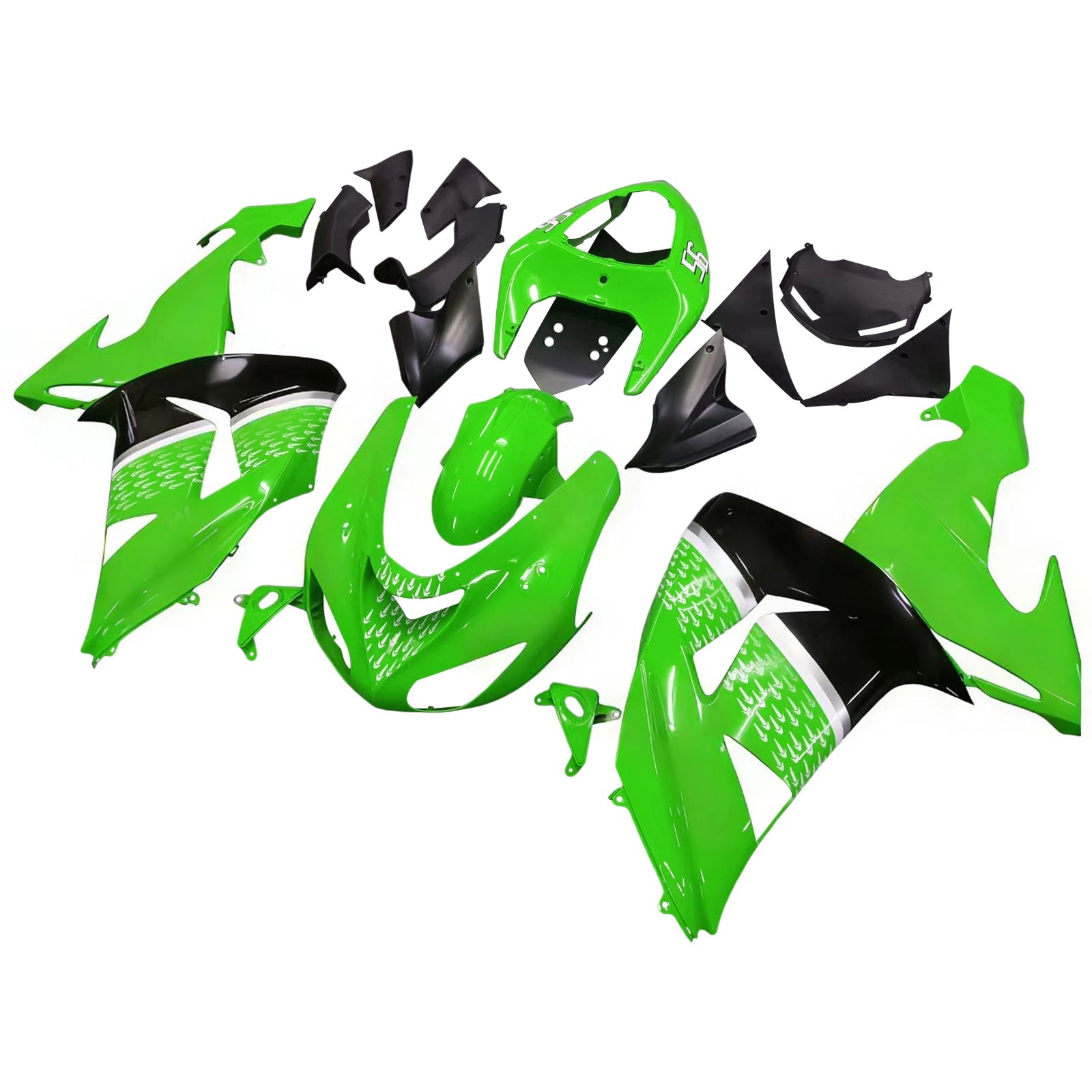 Carenados Amotopart 2006-2007 Kawasaki ZX 10R Verde Negro No.56 Nakano Genérico