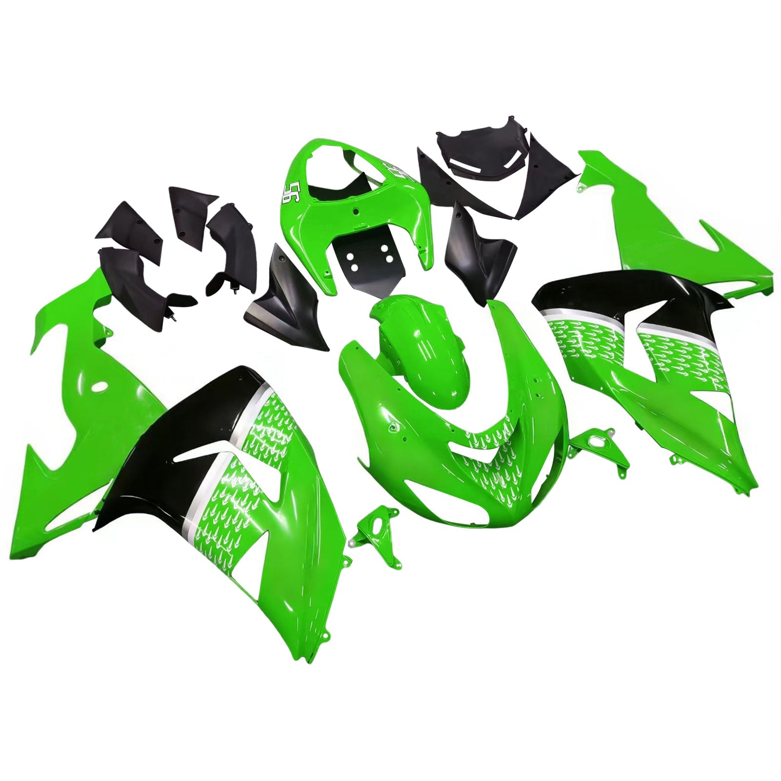 Carenados Amotopart 2006-2007 Kawasaki ZX 10R Verde Negro No.56 Nakano Genérico